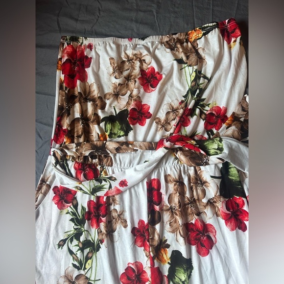 Strapless Floral Wide Leg Tie Waist Romper Jumpsuit Size XL - Picture 8 of 12